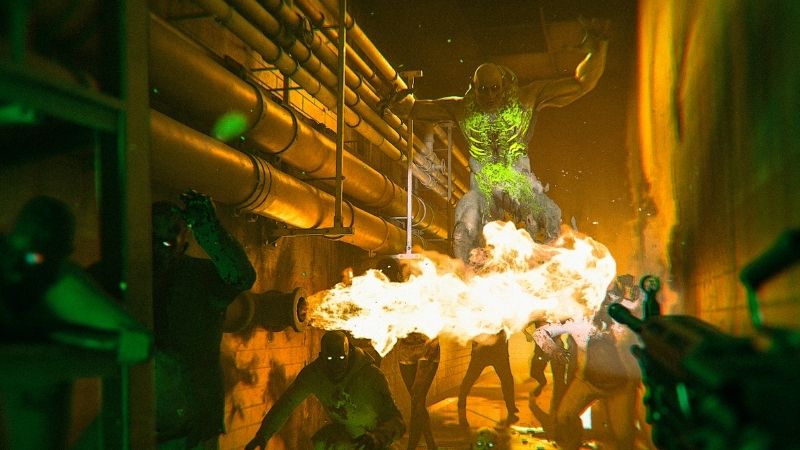 Zombies in fire in Outbreak 2