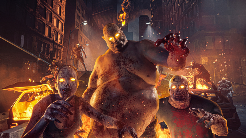 Zombies in the city on fire in Outbreak